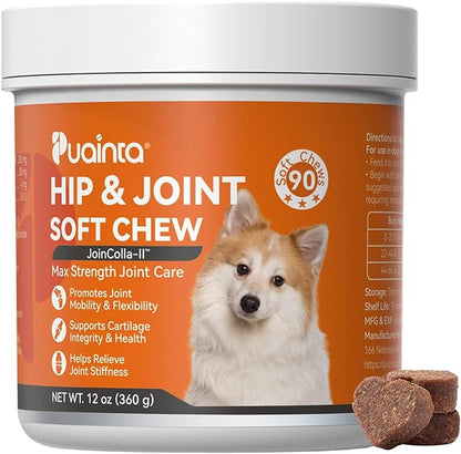 PUAINTA Hip & Joint Soft Chews for Dogs & Cats – Glucosamine, Chondroitin, Collagen & MSM for Joint Support, Mobility & Flexibility, Senior & Small/Medium Breeds, Chicken Flavor (90 Count)