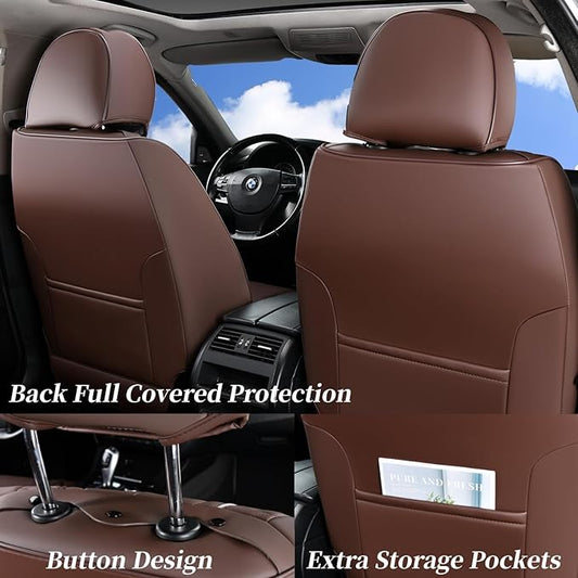 Coverado Car Seat Covers, Front Seat Cover 2-Pack, Faux Leather Waterproof Seat Covers, Car Seat Protectors,Driver Seat Covers Automotive Seat Covers Accessories Universal Fit Most Vehicles Coffee