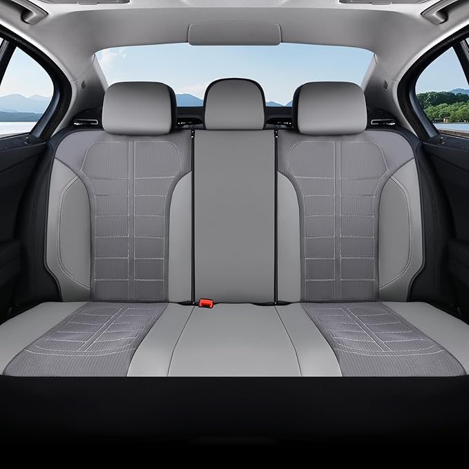 Coverado 3D Air Mesh Rear Car Seat Cover, Sports Carbon Fiber Design, Breathable Seat Protectors Airbag Compatible Comfort Universal for Most Cars, Van,Trucks, SUV, Grey