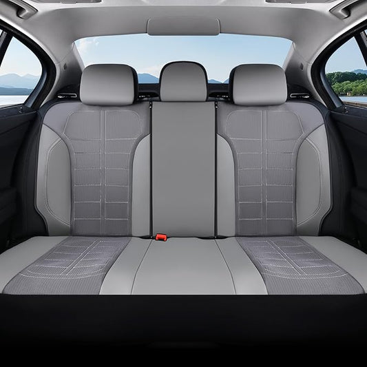 Coverado 3D Air Mesh Rear Car Seat Cover, Sports Carbon Fiber Design, Breathable Seat Protectors Airbag Compatible Comfort Universal for Most Cars, Van,Trucks, SUV, Grey