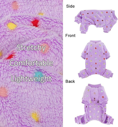 YIKEYO Dog Pajamas for Small Dogs Boy and Girl,Cotton Small Dog Sweater, Stretchable Pet Jammies Puppy Outfits for Dogs Female Male, Winter Doggie Pjs Clothes(Purple, XS)