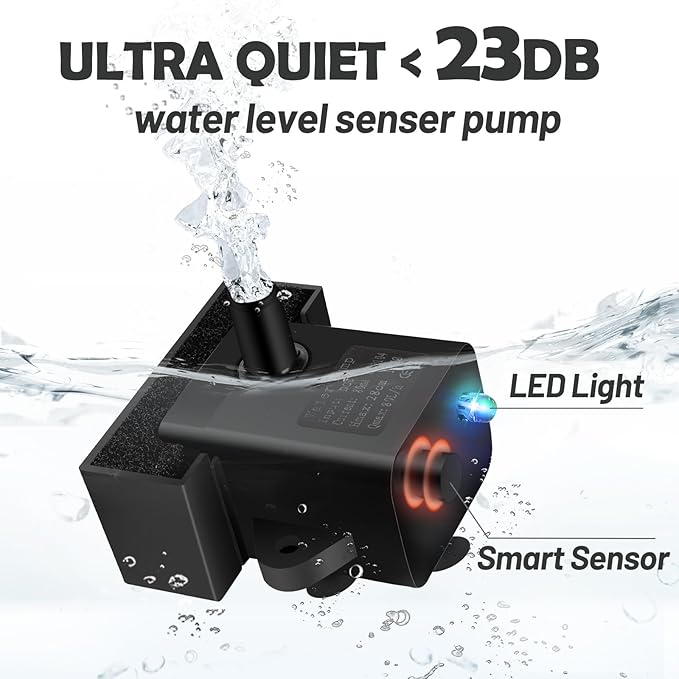 DEEIPET Replacement Pump for Cat Water Fountain, Compatible with Model JC-A15 2.2L/74oz Automatic Pet Water Fountain Dog Water Dispenser, Super Quiet Dog Pet Fountain Water Pump Black