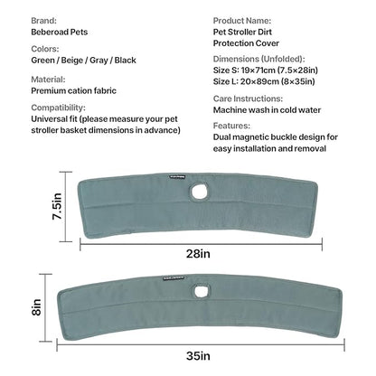 Anti-Dirt Sheet, Edge Cover for Pet Stroller, Double-Sided use, Clip Hole Design, Washable (Black, for T3/T4/X2/X3)