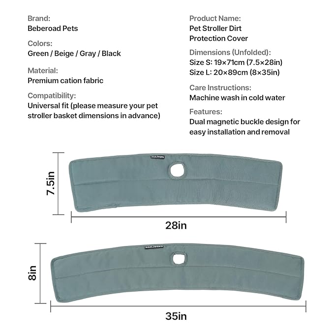 Anti-Dirt Sheet, Edge Cover for Pet Stroller, Double-Sided use, Clip Hole Design, Washable (Beige, for T3/T4/X2/X3)