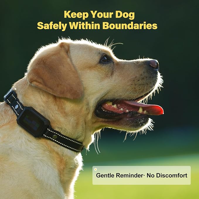 GPS Wireless Dog Collar Fence System - No Monthly Fee App Control, Custom Polygon Boundary & Remote Training, Free Phone Tracker for Up to 5 Pets, Virtual Electric Fence for Dogs
