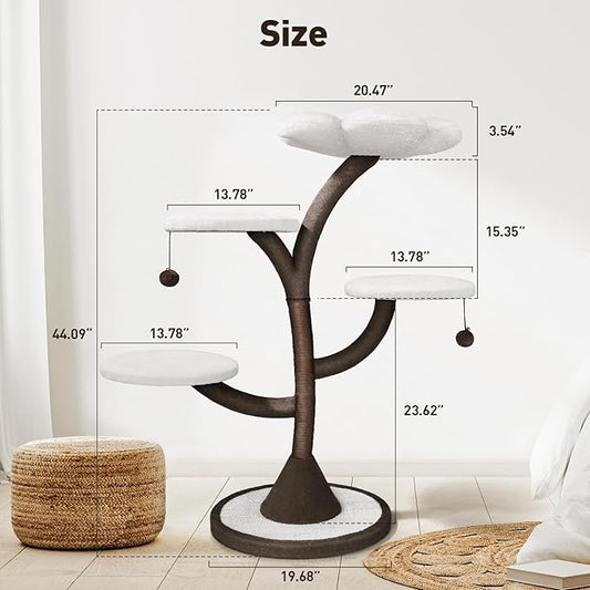 Mavpet Multi-Level Modern Cat Tree, All-in-One Cat Tower with Scratching Post, Flower Cat Tree Houses for Indoor Cats