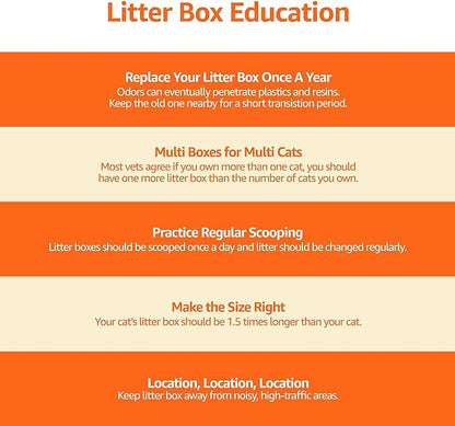 Amazon Basics No-Mess Hooded Enclosed Cat Litter Box with Odor Control and Swinging Door, Large, 24" x 18" x 17", Multicolor