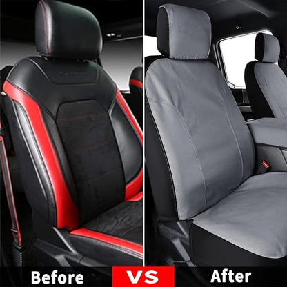 Coverado Front Seat Covers, Waterproof Canvas Seat Protector for Car Seat Cushions for Kids & Dogs, Seat Covers Compatible with 2015-2026 Ford F150 & 2017-2026 Ford F250 F350 F450(Gray, 2PCS)