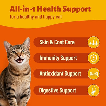 24-in-1 Cat Vitamins and Supplements Chews, Vitamins Treats with Lysine & Taurine for Cat - Immune, Skin&Coat, Respiratory&Vision Support, Daily Multivitamin for Indoor&Senior Cats-330Bites