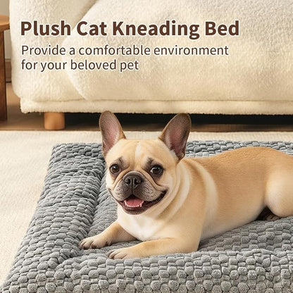 Plush Cat Kneading Bed Mat, Premium Plush Fabric Bed with Non-Slip Bottom, 3cm Thick All-Season Cushion for Cats Who Knead, Machine Washable Anti-Static Pet Bed, 27x20 Inch, Coffee