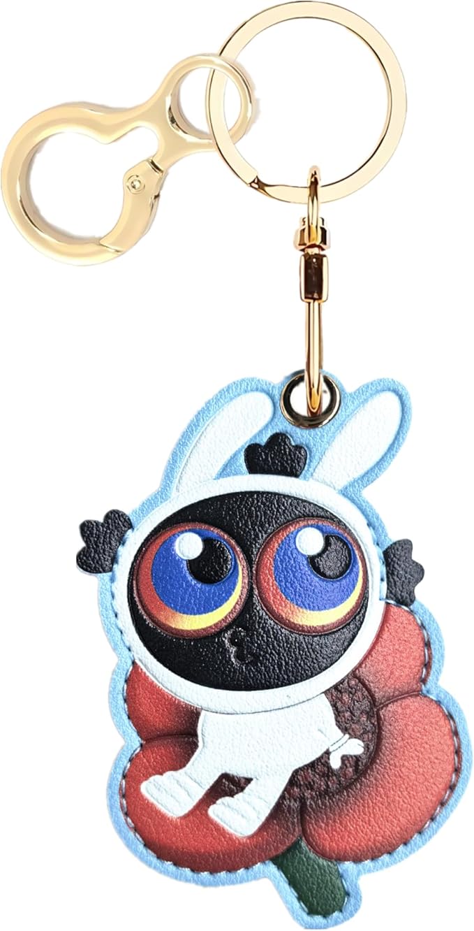 Leather Keychain Holder Case Compatible with AirTag,Cute Protective Cover with Keyring and lanyard,Anti-Scratch Finder GPS Tracker Case for Wallet Keys,bag,pets,Backpack(P)