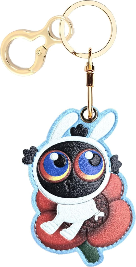 Leather Keychain Holder Case Compatible with AirTag,Cute Protective Cover with Keyring and lanyard,Anti-Scratch Finder GPS Tracker Case for Wallet Keys,bag,pets,Backpack(P)