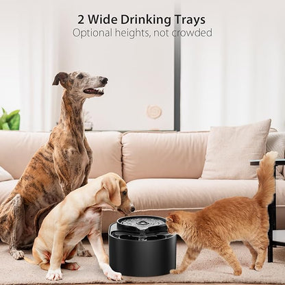 iPettie Waterfall Dog Water Fountain, Hygienic 5-Stage Filtered Water, 2 Heights to Drink from, Water Shortage Alert, Night Light with ON/Off Switch, Cat Water Fountain 203 OZ (1.6 GAL) 6 L