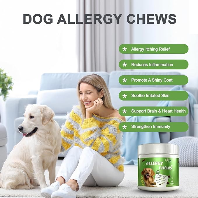 Dog Allergy Chews Itching Skin Relief & Immune Support,Dogs is Human Multivitamin Itch Relief for Yeast, Seasonal Allergies Itchy Skin and Itchy Ears, Gut Health, Chicken- 200ct