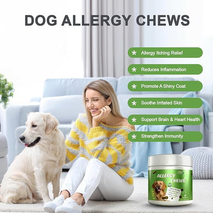 Dog Allergy Chews Itching Skin Relief & Immune Support,Dogs is Human Multivitamin Itch Relief for Yeast, Seasonal Allergies Itchy Skin and Itchy Ears, Gut Health, Chicken- 200ct