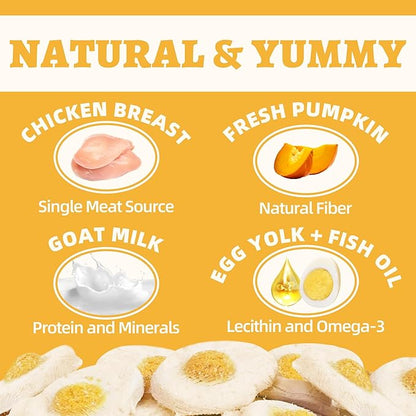 Wellix Freeze-Dried Treats for Dogs and Cats - Chicken Flavor Healthy Cat Treats 2.65oz, Mini Sunny Bites for Cat & Small Dog - Training Cat Treats for Indoor Cats - Supports Immunity&Gut Healthy