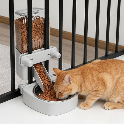 54 oz Pet Food Dispenser, Gravity Feeder Bowl for Cage, Auto Feeder for Ferret, Cat, Dog and Other Small & Medium Animals, Compatible with Widemouth Cages(Gray)