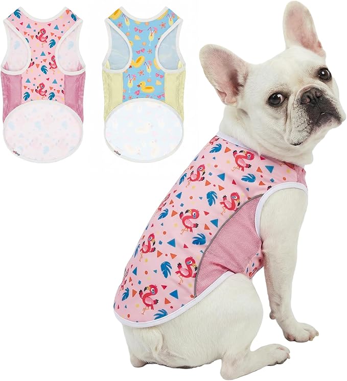 UPF 50+ Sun Protection Dog T-Shirt, 2 Pack Lightweight Sleeveless Dog Vest for Medium Dogs Girl – Reflective Strips, Quick-Dry Pet Apparel, Sports Fan Shirt P23ST00510XXL