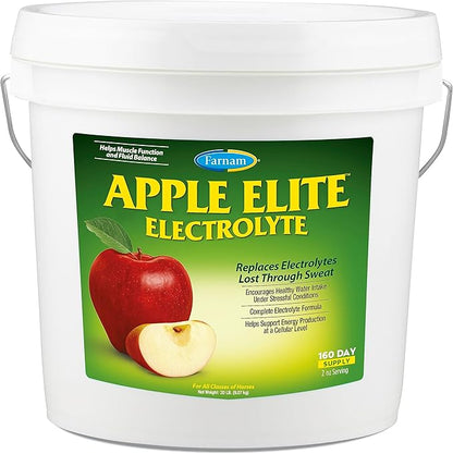 Farnam Apple Elite Horse Electrolytes Powder Supplement, Replaces Vital Minerals, Encourages Hydration, Sugar-Free, Contains Sodium, Potassium, Calcium & Magnesium, Apple Flavored, 5 lb
