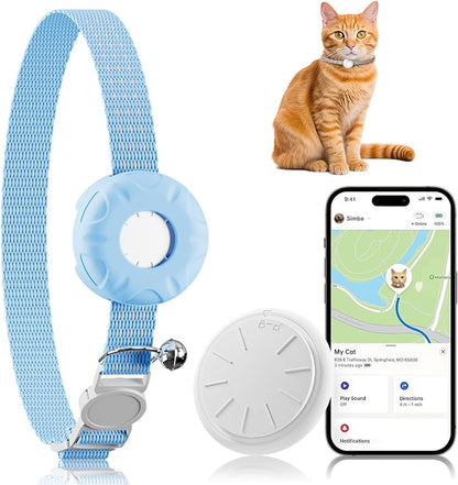 Cat Tracker, GPS Tracker Compatible with Apple Find My App (Only iOS), No Monthly Fee, Waterproof, Blue