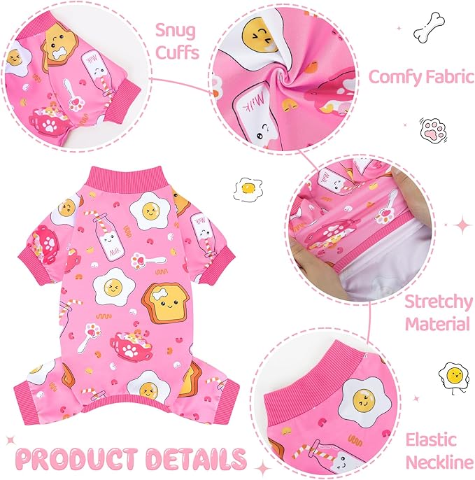 XPUDAC 4 Pack Dog Pajamas, Soft Cute Puppy Clothes, Comfy Dog Pjs Onesie Lightweight Pet Outfit for Small Medium Dogs Girl Boy, L