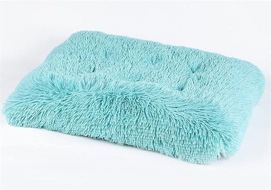 Liveinu Long Plush Calming Pet Bed Cuddler Pet Bed for Dogs and Cats Fluffy Faux Fur Dog Bed with Anti Slip Bottom Machine Washable Pet Sleep Bed Crate Mat Sky Blue XL