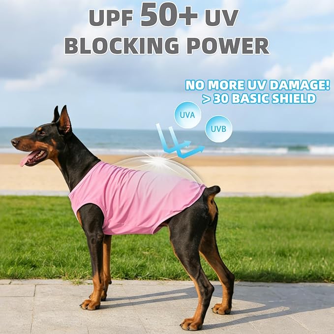 KOOLTAIL Dog Clothes for Large Dogs Boys Girls, 2 Pack Cotton Comfortable Dog T Shirts Coats for Outdoor, UV & Insect Protection Anti-Hair Loss & Lightweight Pet Vest Tank Tops Apparel,Pink&Purple,L
