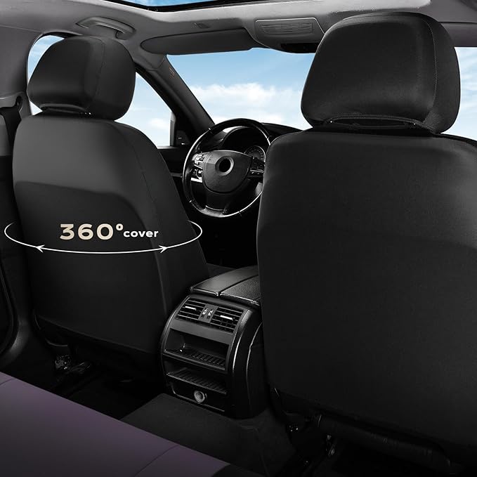 Coverado Seat Covers for Car 5 Seats, Leather Car Seat Covers Fullset, Breathable Mesh Front and Rear Protectors, Purple Luxury Automotive Covers, Universal Fit for SUV, Truck, Sedan