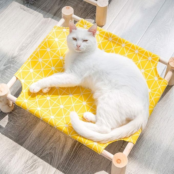 Cat Litter Four Seasons Universal Removable and Removable Cat Bed Cat Litter Cat Supplies Pet Bed Hammock Kennel Dog Bed Yellow Grid (17.5 Kg Cat and Dog Unive