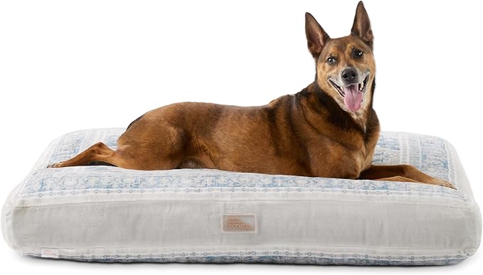 Town & Country Everyday CuddleTown Medallion Everwash® Pillow Pet Bed, Water Repellent Floor Pillow, Machine Washable Cover, Soft & Calming, Blue/Greige, Large 44"x34"x4"