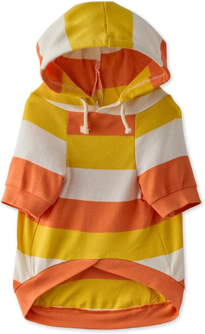 Pet Passion Rocky – The Original Lightweight Hooded Tee 100% Organic Cotton Dog Hoodie Pet Coat Sweater for All Sized Dogs, Candy Corn, X-Large (55-80 lbs)