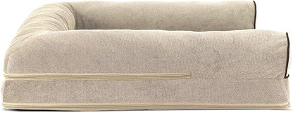 Furhaven Orthopedic Dog Bed for Large/Medium Dogs w/ Removable Bolsters & Washable Cover, For Dogs Up to 55 lbs - Sherpa & Chenille Sofa - Cream, Large