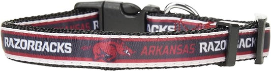 Pets First Collegiate PET Collar New Version Arkansas Razorbacks Dog Collar, Size Medium. Best Sports Team Color for Dogs & Cats. A Shiny & Colorful Dog & Cat Collar Licensed by The NCAA