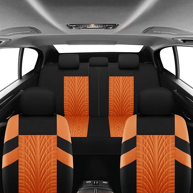 VarCozy Car Seat Covers Full Set, Front & Split Rear Bench for Car, Universal Cloth SUV, Sedan, Van, Automotive Interior Covers, Airbag Compatible