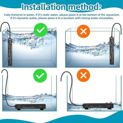 SEAOURA Small Aquarium Heater, 50W Mini Fish Tank Heater, Adjustable Submersible Aquarium Heater with External Digital Controller for Turtle, Betta, Freshwater, Saltwater, 5-15 Gallon
