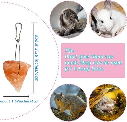 PINVNBY 12 Pieces Rabbit Himalayan Salt Lick Block,Pink Small Pets Natural Mineral Salts Blocks with Hook Hanging Small Animals Treat Chew Toys for Rabbits Horses Bunny