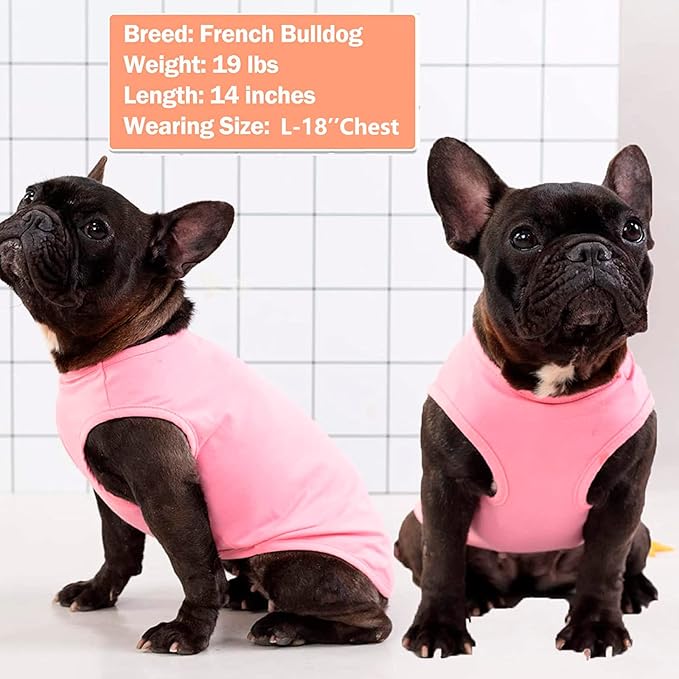 KYEESE 2Pack Dog Shirt, Soft Striped Dogs T Shirts, Lightweight Doggie Tank Top Cat Clothes, Sleeveless Dog Shirt for Small Dogs, Stretchy Pet Vest, Pink, Small