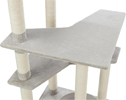 TRIXIE Seli Cat Tree – Cat Tower with Sisal Posts, Condo, Padded Platforms & Hanging Toy – Cat Furniture for Indoor Cats – Gray, 21.1" x 21.1" x 59.1"