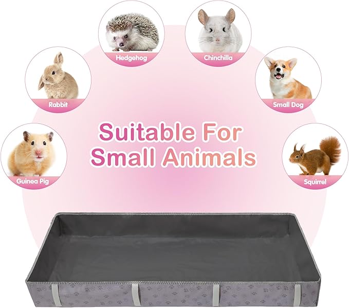 Funfurry Waterproof Guinea Pig Cage Liner,Washable Tarp Bottom Base,Cage Liners for Small Animals,Hamster Chinchilla Hedgehog Ferret Rabbit. (Dark Grey-Paw, 24" X 60")