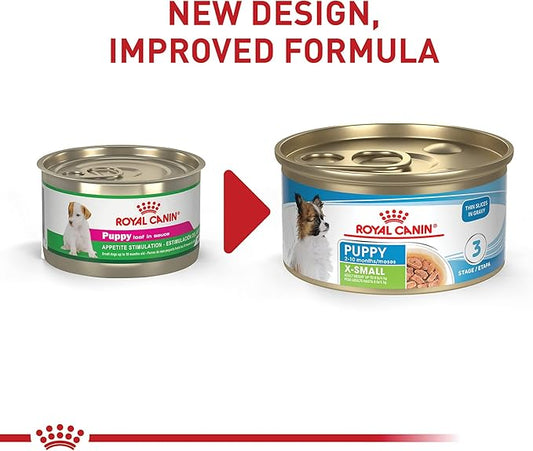 Royal Canin Size Health Nutrition X-Small Puppy Thin Slices in Gravy Dog Food, 3 oz (Pack of 24)