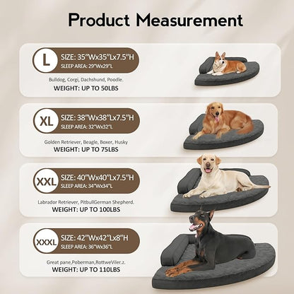 MEKIY Large Orthopedic Dog Bed with Sides XXL Dog Beds with Removable Washable Cover Non-Slip Waterproof Pet Bed for Extra Large Dogs - Dark Grey XXL