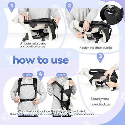 YUDODO 6-11lbs Front Pet Carrier Backpack for Small Dogs and Cats, Secure and Breathable Mesh Travel Dog Carrier with Safety Belt, Ergonomic Support, Adjustable for Walking, Hiking (Black-Pro S)