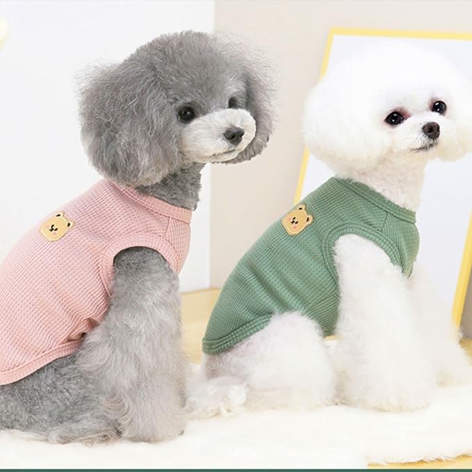 Cotton Dog Shirt Summer Lightweight Pet T-Shirts Soft Breathable Stretchy Cats Dogs Tee Shirt Sleeveless Vest Dog Apparel for Medium Small Dog Clothes 3PCS Yellow&Green&Pink