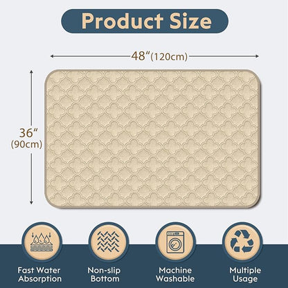 FunFurry Washable Pee Pads for Dogs - 2 Pack Reusable Puppy Pads，Waterproof Training Pads，Guinea Pig Cage Liner, Puppy Pee Pads with Non-Slip Backing (Cream, 36" X 48" - 2 Pack)