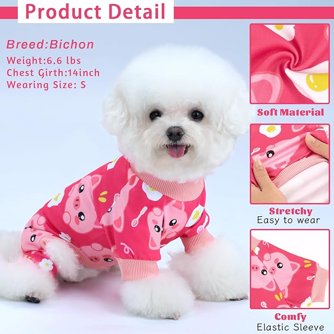XPUDAC 4 Pieces Dog Pajamas Stretchy Dog Pjs Soft Cute Doggie Clothes for Medium Large Dogs Boy Girl Cats Pet Outfits, 3X-Large