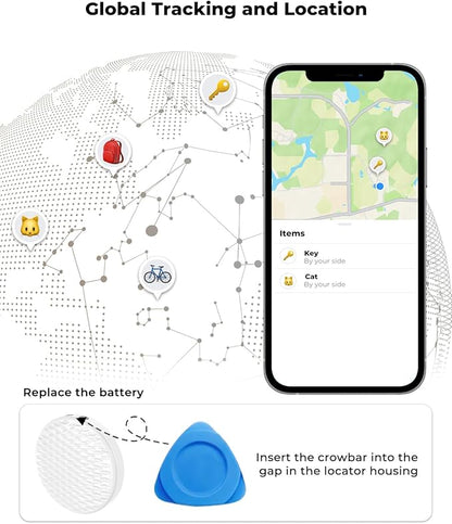 2 Pack Smart Trackers, Portable Bluetooth Tracker, Anti-Lost Device for Keys Luggage Satchels Backpacks and Pets, Works with Apple Find My App (iOS Only, Not Compatible with Android)-White & Black