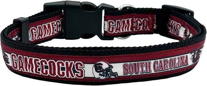 Pets First Collegiate PET Collar NEW VERSION South Carolina Gamecocks Dog Collar, Size Large. Best Sports Team Color for Dogs & Cats. A Shiny & Colorful Dog & Cat Collar Licensed by The NCAA