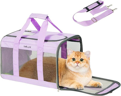 BELLA & PAL Cat Carrier Travel Bag, Airline Approved Lightweight Cat Carrier, Soft Sided Pet Carrier for Puppy Dogs Up to 18lbs, Collapsible Kitten Bag with Removable Waterproof Mat, Ventilated Mesh