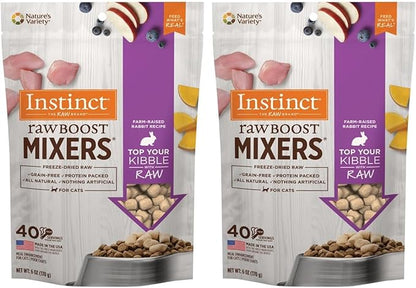 Instinct Raw Boost Mixers Freeze Dried Cat Food Topper,Grain Free - Farm-Raised Rabbit,6 oz. Bag,(Pack of 2)