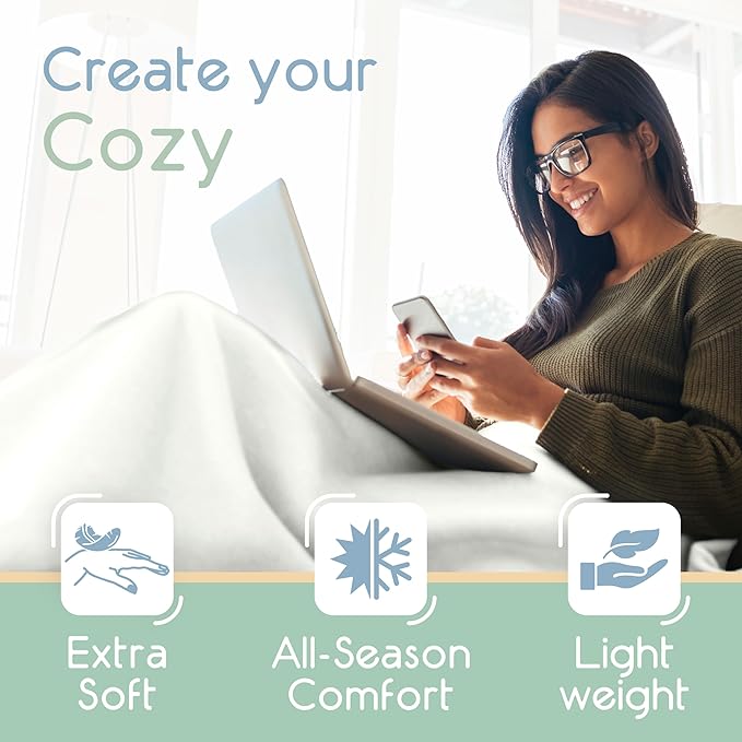 Vellux King Size Microfleece Blanket | Fleece Bed Blanket | All-Season Comfort| Supersoft Lightweight Throw Blanket | Plush Throw Blanket for Bed Couch or Sofa | Travel Blanket | Pet-Friendly | White